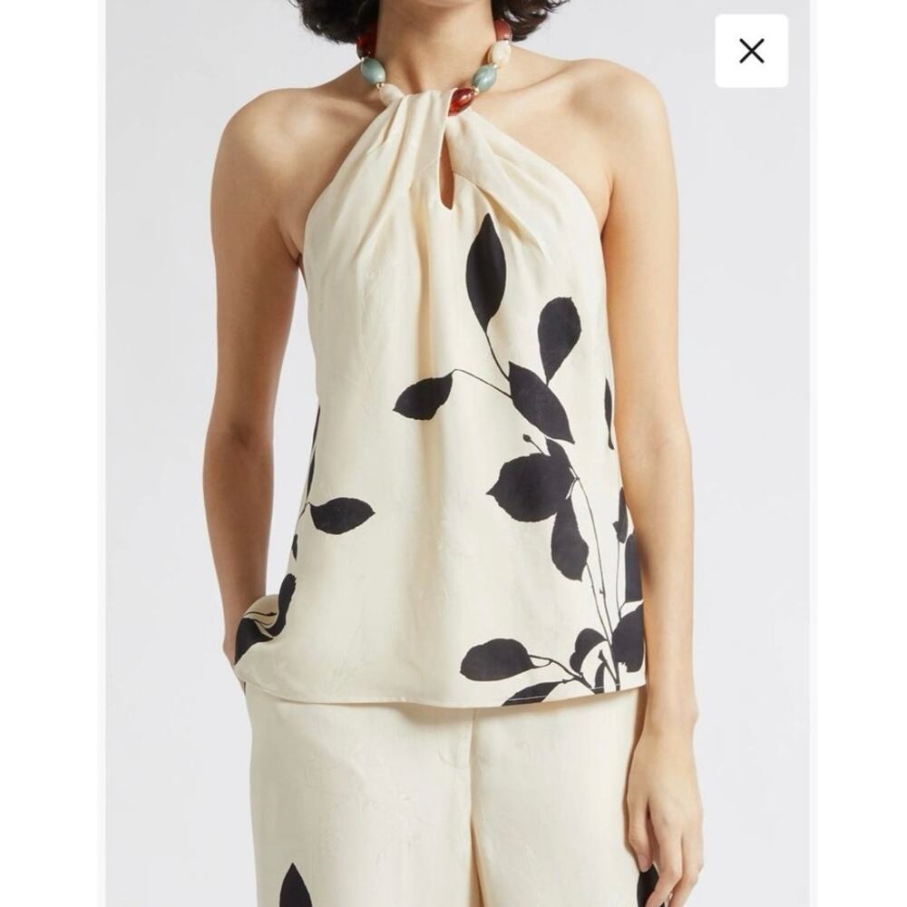 NWOT Women’s Reiss Delilah Halter Top in Ivory/Black SZ US 8